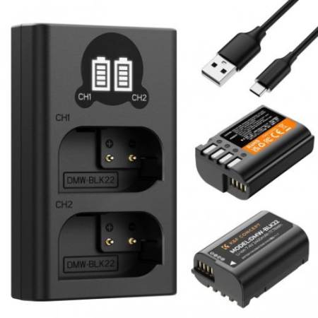 K&F Concept KF28.0042 - zestaw, ładowarka, 2x akumulator DMW-BLK22
